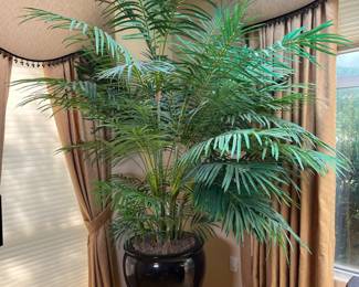 Faux Potted Plant In Black Ceramic Pot
