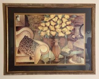 Framed Art Poster, Vase Of Flowers In An Interior (dining Room)
