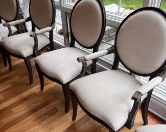 PRICE: $1,200 FIRM WAS $2,100
ST. GERMAIN BEIGE LINEN OVAL BACK SIDE CHAIRS- (SET OF 6)
2 ARMCHAIRS 23”W x 22”D x 41”H
4 CHAIRS 22”W x 22”D x 41”H