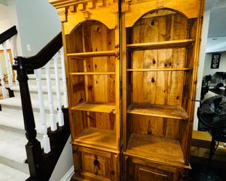 50% OFF ORIGINAL PRICE: $300 BOTH SOLID OAK FARMHOUSE STYLE BOOKCASES WITH DOOR
24.5”W x 14.5”D x 84.5”H