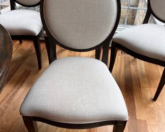 PRICE: $1,200 FIRM WAS $2,100
ST. GERMAIN BEIGE LINEN OVAL BACK SIDE CHAIRS- (SET OF 6)
2 ARMCHAIRS 23”W x 22”D x 41”H
4 CHAIRS 22”W x 22”D x 41”H