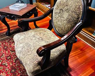 50% OFF ORIGINAL PRICE: $300 EACH
TWO WOOD FRAME ARMCHAIRS
30”W x 27”D x 42”H