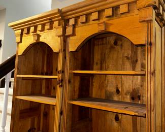50% OFF ORIGINAL PRICE: $300 BOTH SOLID OAK FARMHOUSE STYLE BOOKCASES WITH DOOR
24.5”W x 14.5”D x 84.5”H