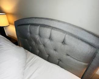 RICE: $400
GRAY UPHOLSTERED QUEEN SIZE HEADBOARD AND FRAME
84”L x 62”W x 54”H