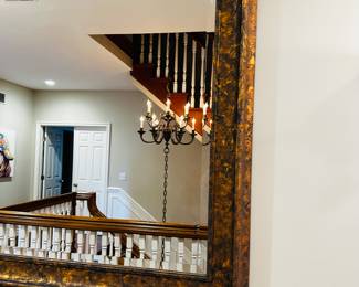 50% OFF ORIGINAL PRICE: $500
LARGE GRAY AND COPPER WOOD FRAME BEVELED MIRROR
69”L x 45”H x 3”D