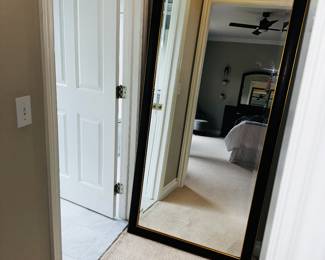 PRICE: $160
LARGE BLACK WITH GOLD EDGE LEANING MIRROR
36”W x 78”H x 1”D