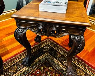 50% OFF ORIGINAL PRICE: $150
WOODEN SQUARE SIDE TABLE WITH BALL AND CLAW FEET
21.5”L x 21.5”W x 24”H