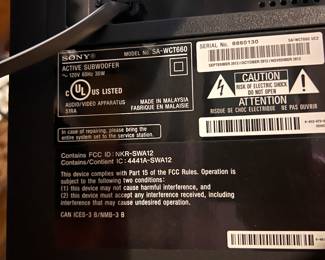 50% OFF ORIGINAL PRICE: $65
SONY - WCT660 SUBWOOFER