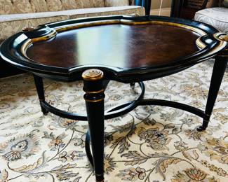 PRICE: $600
MAITLAND-SMITH SUAVE COCKTAIL TABLE WITH BRASS CASTER WHEELS
40”L x 32”W x 20”H