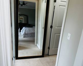 PRICE: $160
LARGE BLACK WITH GOLD EDGE LEANING MIRROR
36”W x 78”H x 1”D