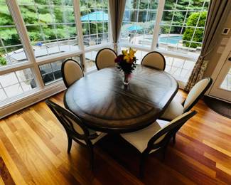 PRICE: $1,200 FIRM WAS $2,100
ST. GERMAIN BEIGE LINEN OVAL BACK SIDE CHAIRS- (SET OF 6)
2 ARMCHAIRS 23”W x 22”D x 41”H
4 CHAIRS 22”W x 22”D x 41”H