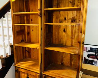 50% OFF ORIGINAL PRICE: $300 BOTH SOLID OAK FARMHOUSE STYLE BOOKCASES WITH DOOR
24.5”W x 14.5”D x 84.5”H