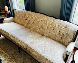 50% OFF ORIGINAL PRICE: $400
1950’S FRENCH-STYLE WOOD FRAME SOFA-NEEDS RECOVERY
84”L x 36”D x 31”H