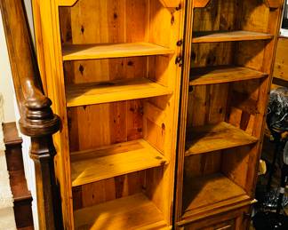 50% OFF ORIGINAL PRICE: $300 BOTH SOLID OAK FARMHOUSE STYLE BOOKCASES WITH DOOR
24.5”W x 14.5”D x 84.5”H
