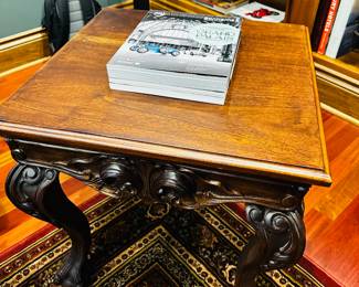 50% OFF ORIGINAL PRICE: $150
WOODEN SQUARE SIDE TABLE WITH BALL AND CLAW FEET
21.5”L x 21.5”W x 24”H