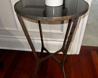 PRICE: $220
BLACK GLASS METAL BASE ROUND SIDE TABLE