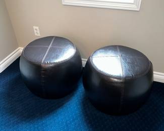 PRICE:$80 EACH PIER 1 LEATHER STOOL / OTTOMAN