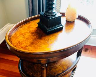 20% OFF ORIGINAL PRICE: $200
OVAL TWO-TIER MAHOGANY SIDE TABLE
28”L x 20”W x 25”H