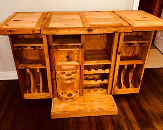 PRICE: $700
SOLID OAK BAR CABINET
OPENED 56”L x 25”D x 38”H
CLOSED 28”W x 25”D x 39”H