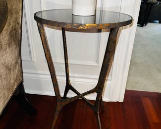 PRICE: $220
BLACK GLASS METAL BASE ROUND SIDE TABLE