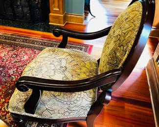 50% OFF ORIGINAL PRICE: $300 EACH
TWO WOOD FRAME ARMCHAIRS
30”W x 27”D x 42”H