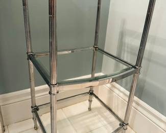 50% OFF ORIGINAL PRICE: $200
RESTORATION HARDWARE 3-TIER GLASS AND METAL SHELF
13.5”W x 12.5”D x 29”H