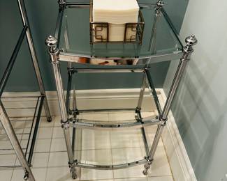50% OFF ORIGINAL PRICE: $200
RESTORATION HARDWARE 3-TIER GLASS AND METAL SHELF
13.5”W x 12.5”D x 29”H