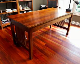 20% OFF ORIGINAL PRICE: $450
STICKLEY FURNITURE MISSION COLLECTION SPINDLE WRITING DESK WITH 3 DRAWERS - SIGNIFICANT WEAR
66”L x 32”W x 30”H