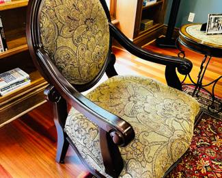 50% OFF ORIGINAL PRICE: $300 EACH
TWO WOOD FRAME ARMCHAIRS
30”W x 27”D x 42”H