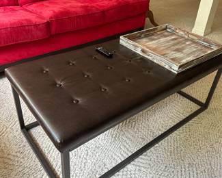 Leather Tufted Ottoman 