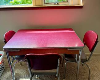 Vintage Red Formica Dining Table 