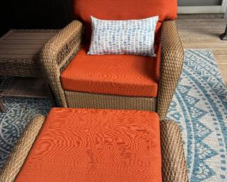 Orange Patio Swivel Rocking Chair 