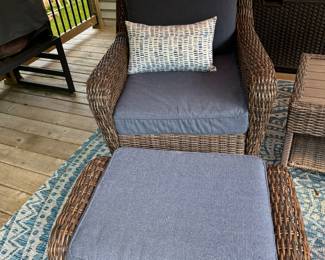 Blue Cushioned Patio Swivel Rocking Chair 