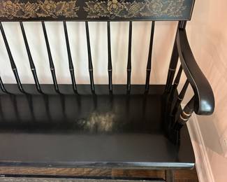 P7 - $225. Bent Bros Hitchcock Style Stenciled Bench. Measures 48" wide x 16" deep  x 32" tall. 