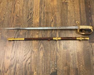 P180 - $300 Carr-Mears & Dawson US Navy Sword with cover. Blade appears to be in very good condition. 