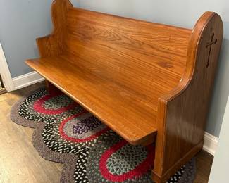 P33 - $325. Beautiful Solid Wood Church Pew Bench. Measures 60" wide x 24" deep x 36" tall. 