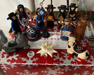 P193 - $30 Clay Amish Nativity Set. 