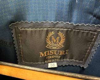 P169 - $30 - Misuri Mens Lightweight Blue Leather Jacket. Size 58. Good Vintage Condition. 