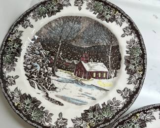P146 - $20. Set of 2 Johnson Bros Plates. The Friendly Village"