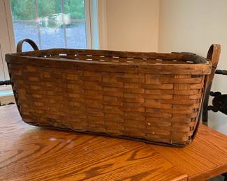 P186 - $125 - Large Flat Woven Antique Laundry Basket. 