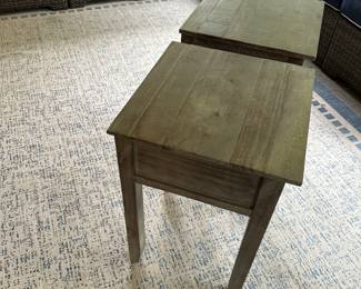 P37 - $60 PAIR. Small single drawer side tables used on screened in porch. Measures 15" wide x 15" deep x 23" tall. 