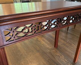 P15 - $250. Antique Bartley Collection Gate Leg Game Table.  When open measures 35.5" wide x 35" deep  x 28" tall. 