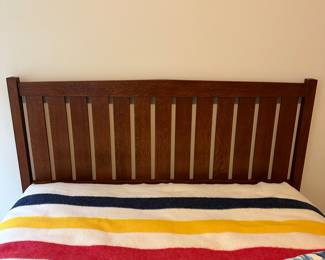 P1 - $2250. Stickley Queen Size Bed (Harvey Ellis collection) Measures 63" wide x 86" deep  x 49" tall. Excellent condition. (Clean Queen mattress & box spring included if you want it!)