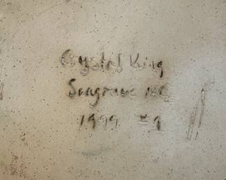 P107 - $150. Crystal King Pottery. Native American camp fire scene. 