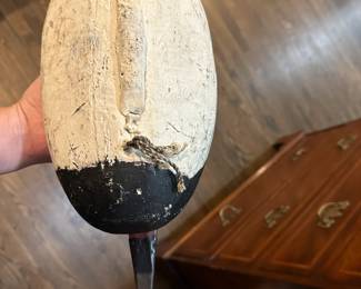 P97 - $150 Each. 2 Available (multiple photos to show angles) Unsigned Canvasback Duck Decoys. Carved wood with some age on them! Great paint. Overall very good vintage condition. One has crack around the neck area. Both have metal rings on the bottom and come with photographed stands. 