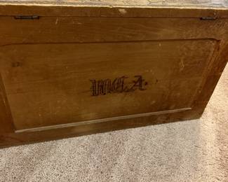 P54 - $50. Wooden Grape/Wine box - Measures 24.5" wide x 13" deep x 14" tall. Light weight carved wood. 