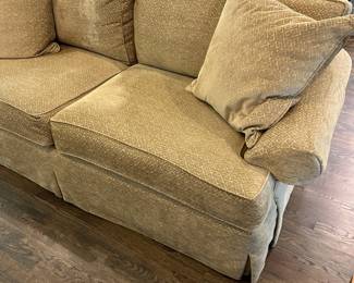P19 -$450. Ethan Allen Sofa. Measures 80" wide x 37" deep  x 34" tall. (not stained microfiber like material didn't photograph well!) Very comfortable and in excellent condition!