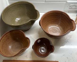 P135 - $80 - Set of 4 Jugtown Pottery Bowls with Pour Spout. All in excellent condition. 