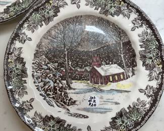 P146 - $20. Set of 2 Johnson Bros Plates. The Friendly Village"