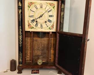 P118 - $150. Eli Terry & Son Federal Stenciled Pillar Clock / Shelf Clock. 